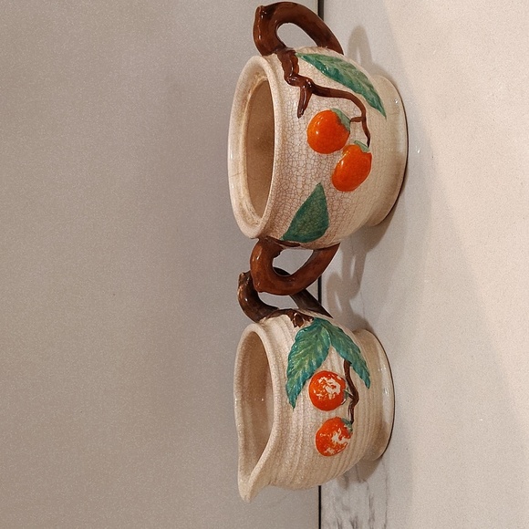 Vintage creamer & Sugar Japan hand painted berry design - Picture 1 of 10